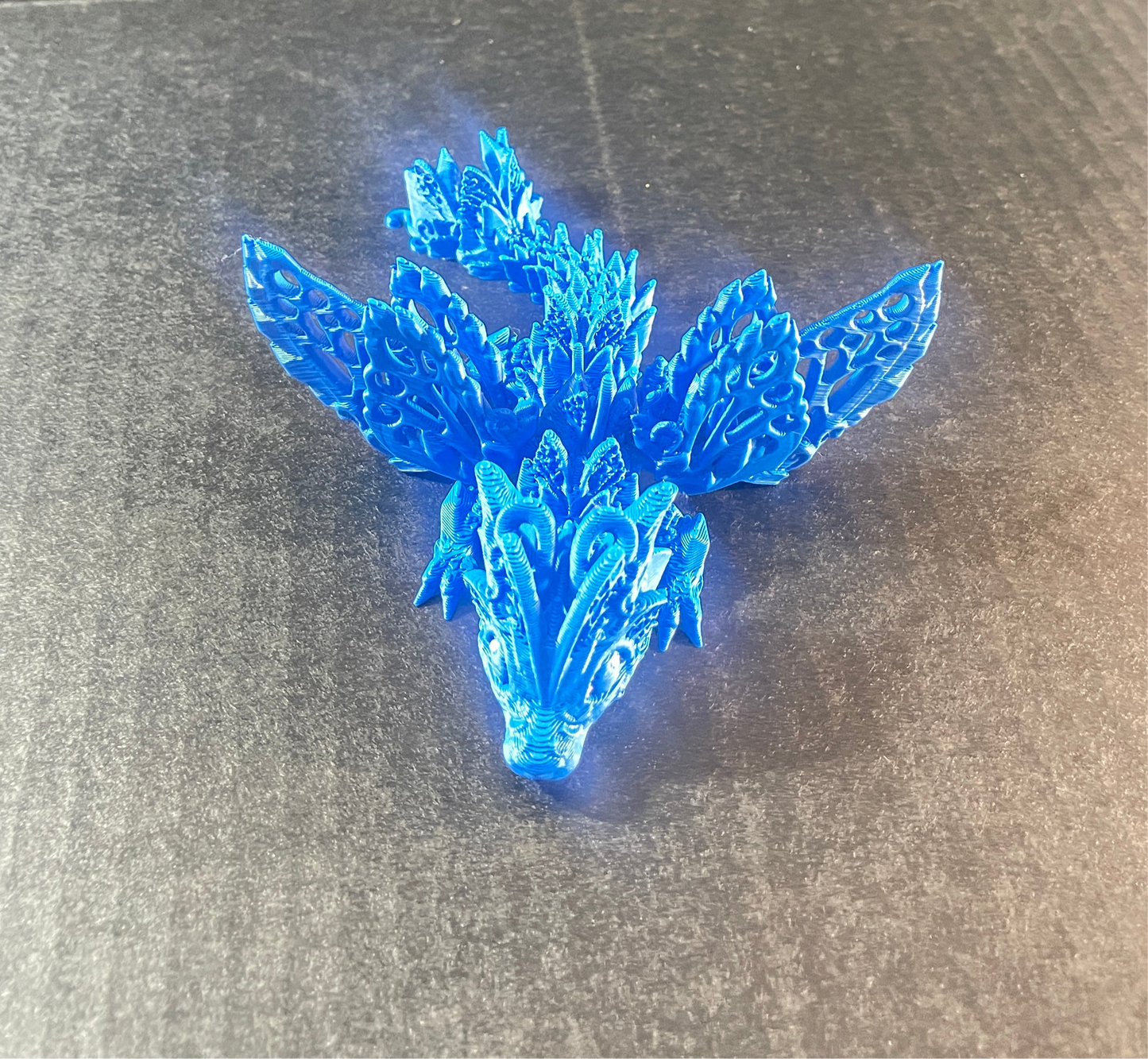 3D Printed Dragon With Wings Small Blue