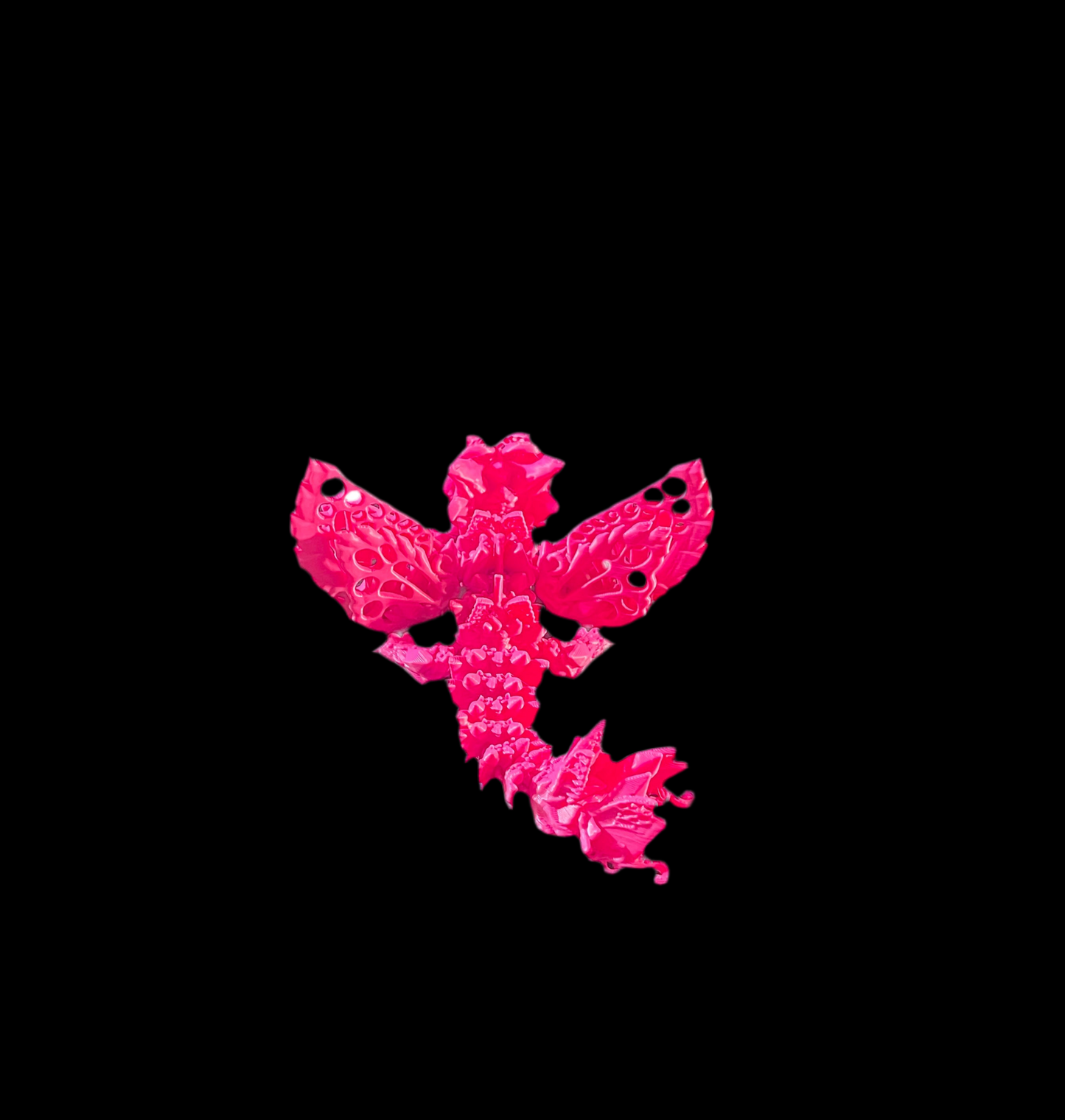 3D Printed Dragon With Wings Small Pink