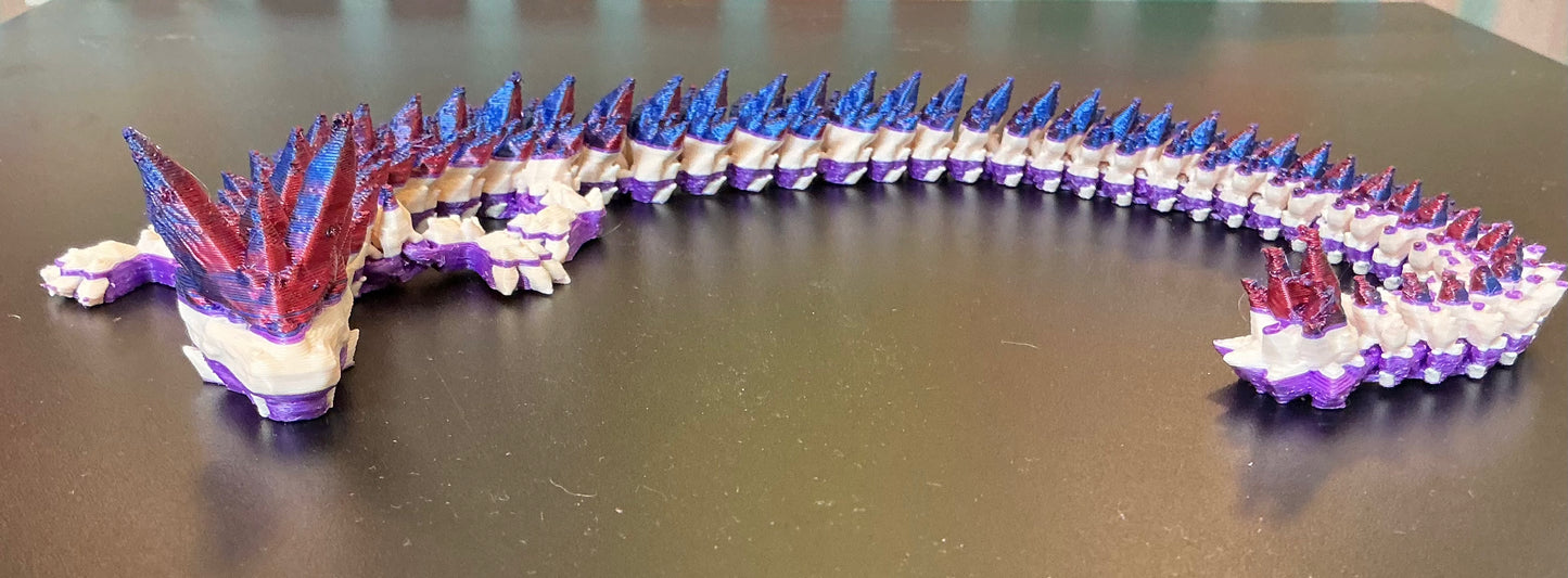 Flexible Articulated Dragon Red, Blue Purple