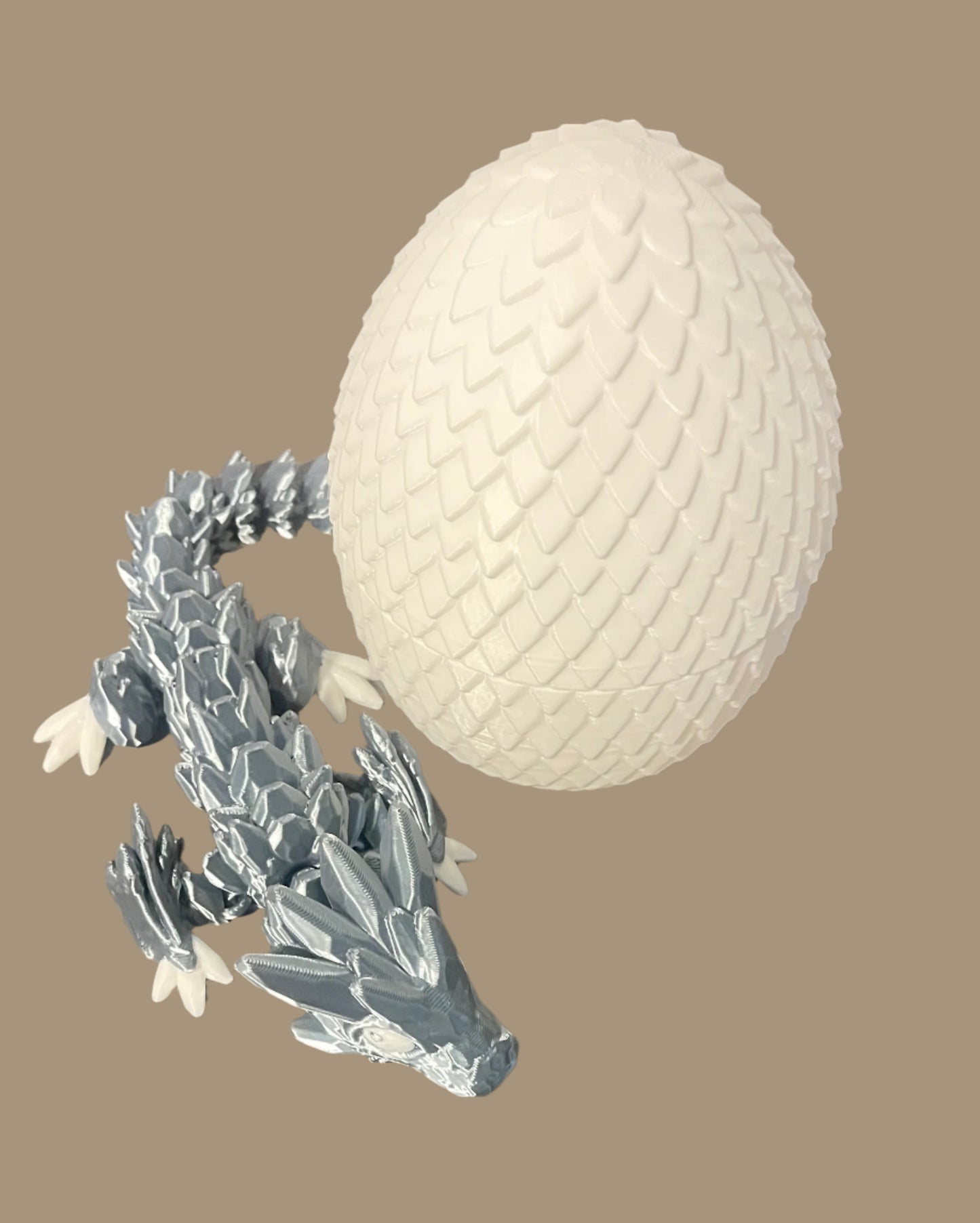 3-D Printed Dragon Gray and White
