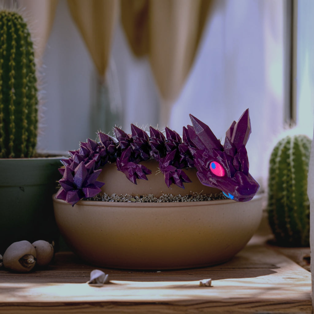 3-D Printed Articulated Dragon Purple and Pink