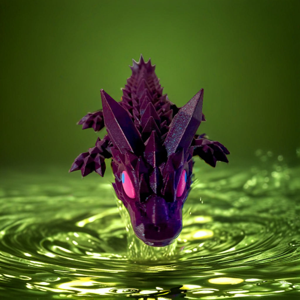 3-D Printed Articulated Dragon Purple and Pink