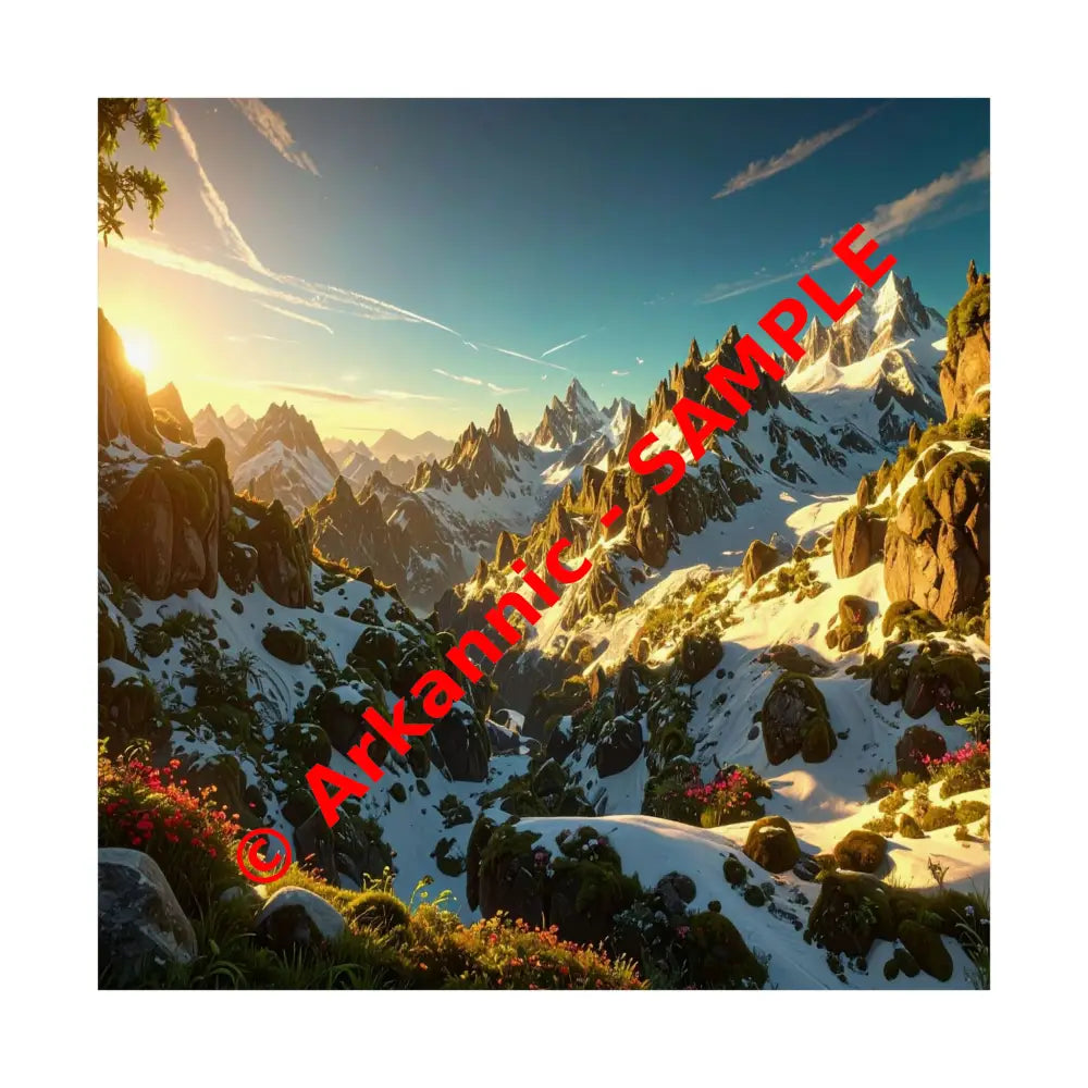 Alpine Majesty: Mountain Wildflower Panorama High-Resolution Wilderness Landscape Poster 14’’ x 14’’ Poster