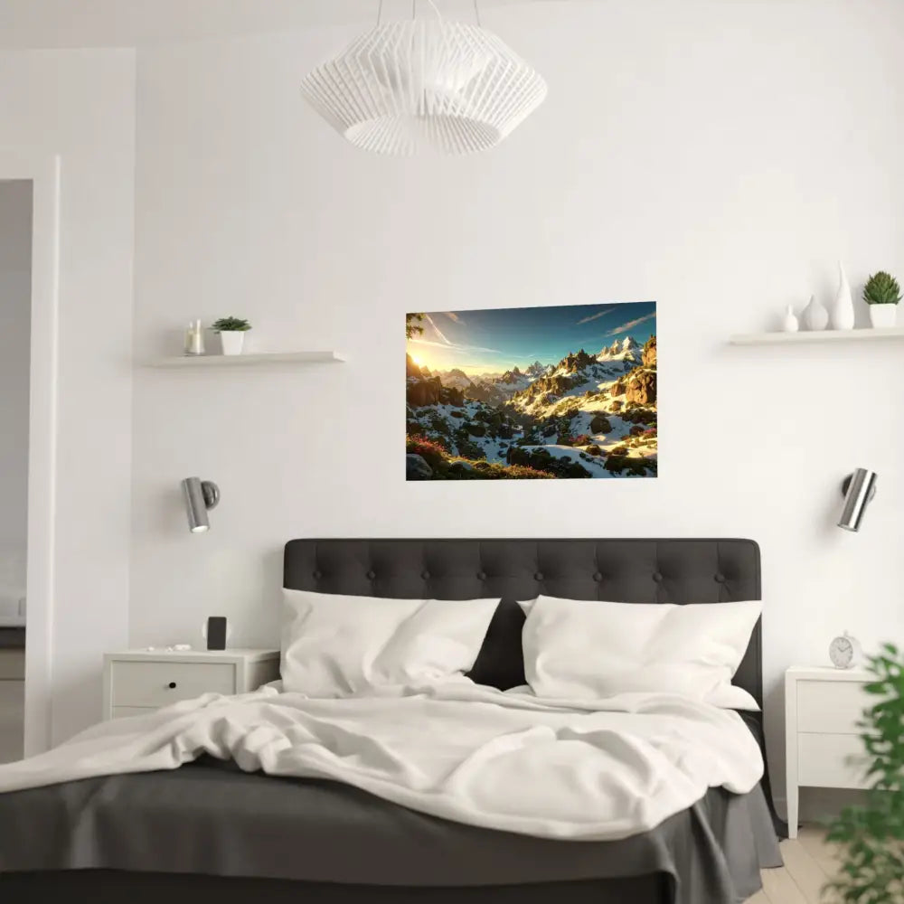 Alpine Majesty: Mountain Wildflower Panorama High-Resolution Wilderness Landscape Poster Poster