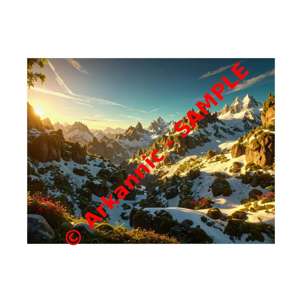 Alpine Majesty: Mountain Wildflower Panorama High-Resolution Wilderness Landscape Poster 24″ x 18″ Poster