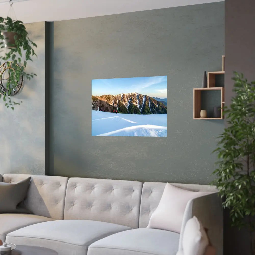 Alpine Solitude: Winter Mountain Wilderness Pristine Snow Landscape Poster Poster