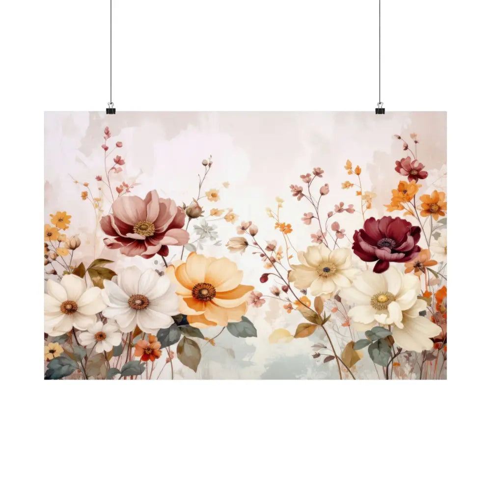 Blooming Elegance: Watercolor Botanical Symphony Romantic Floral Illustration Poster Poster
