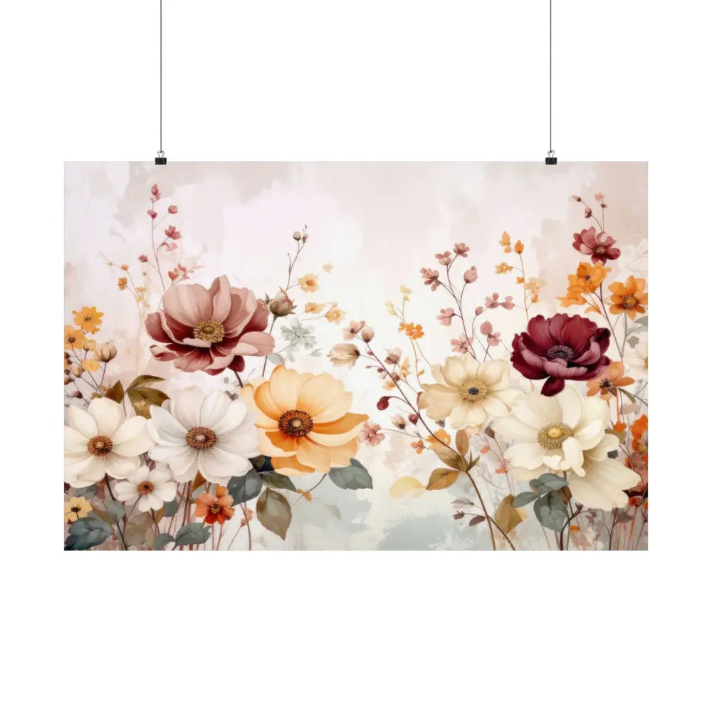 Blooming Elegance: Watercolor Botanical Symphony Romantic Floral Illustration Poster Poster