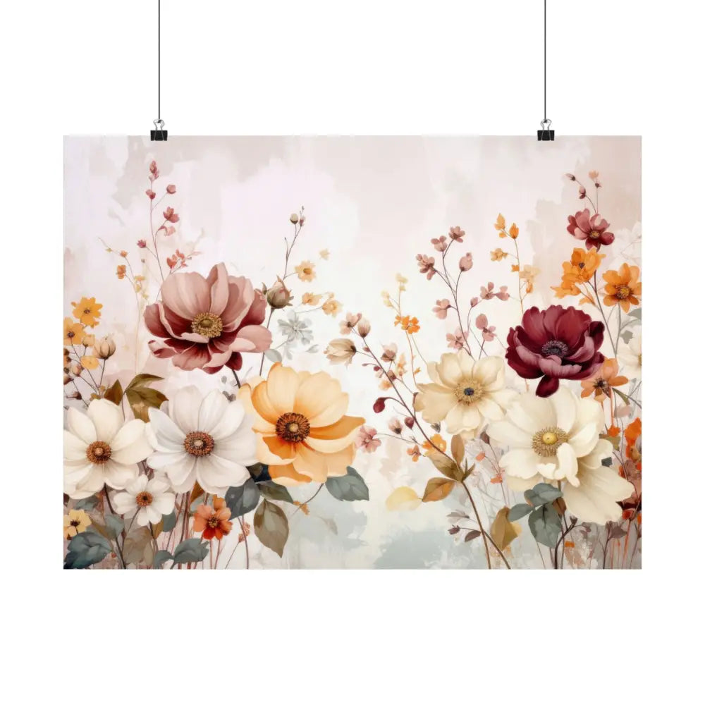 Blooming Elegance: Watercolor Botanical Symphony Romantic Floral Illustration Poster Poster