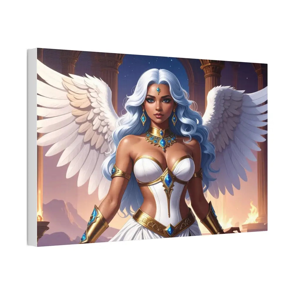 Celestial Sovereign: Divine Angelic Fantasy Art Ethereal Digital Illustration with Majestic Wings and Ornate Gold