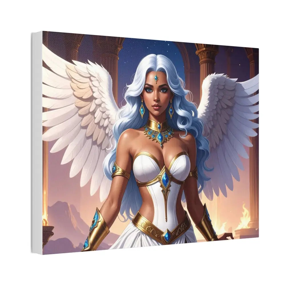 Celestial Sovereign: Divine Angelic Fantasy Art Ethereal Digital Illustration with Majestic Wings and Ornate Gold