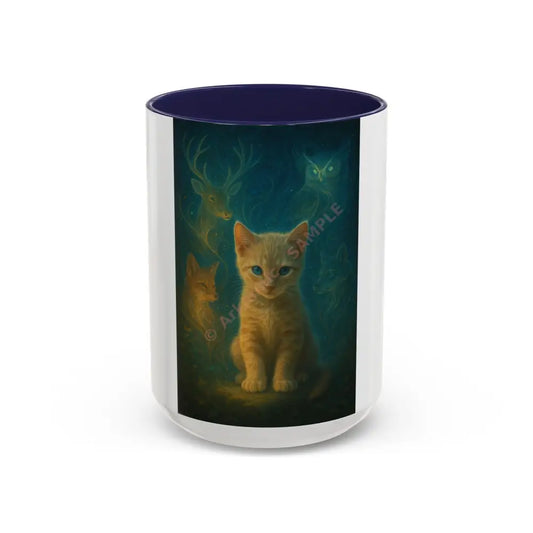 Charming Cat Mug Whimsical Pet Gift Coffee Lover’s Delight Fun Office Decor Cat-Themed Kitchenware 15oz / Navy Mug