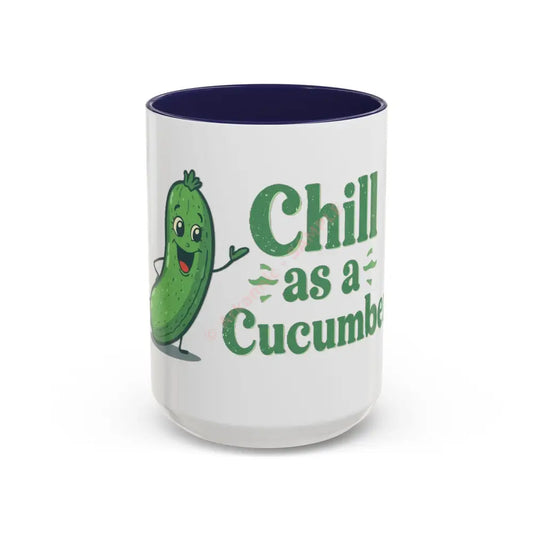 Chill as a Cucumber Coffee Mug | Funny Green Design | Cool Gift for Coffee & Tea Lovers 15oz / Navy Mug