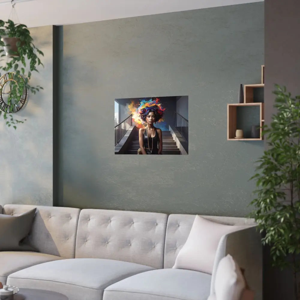 Chromatic Ascension: Urban Dreamscape Digital Portrait of Transformation Poster Poster