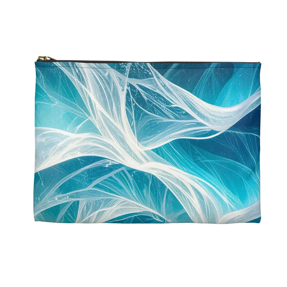 Crystalline Reverie: Frozen River Dreamscape Winter’s Ethereal Symphony Accessory Pouch Bags