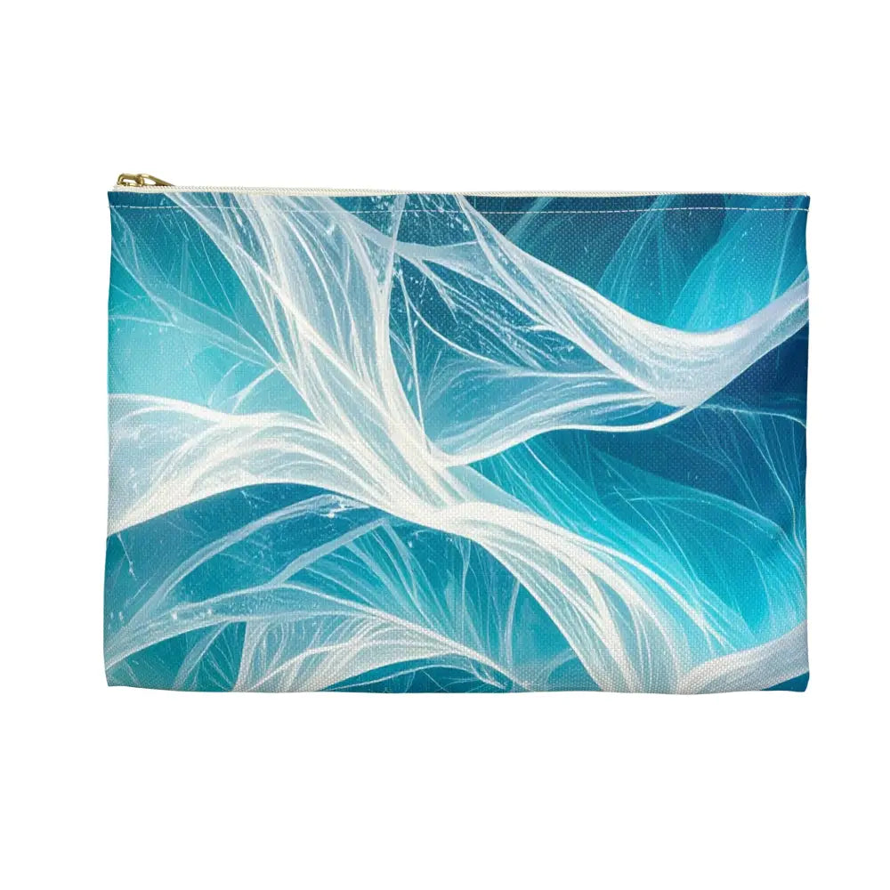 Crystalline Reverie: Frozen River Dreamscape Winter’s Ethereal Symphony Accessory Pouch Bags