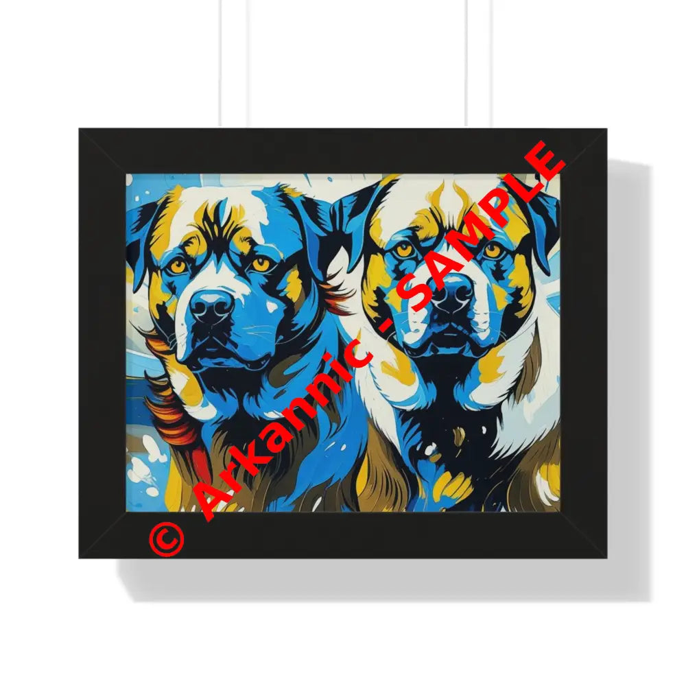 Dog Portrait Art Print Framed Horizontal Poster Pet Lover Gift Dog Decor Animal Wall Art Home Decoration 14″ x 11″
