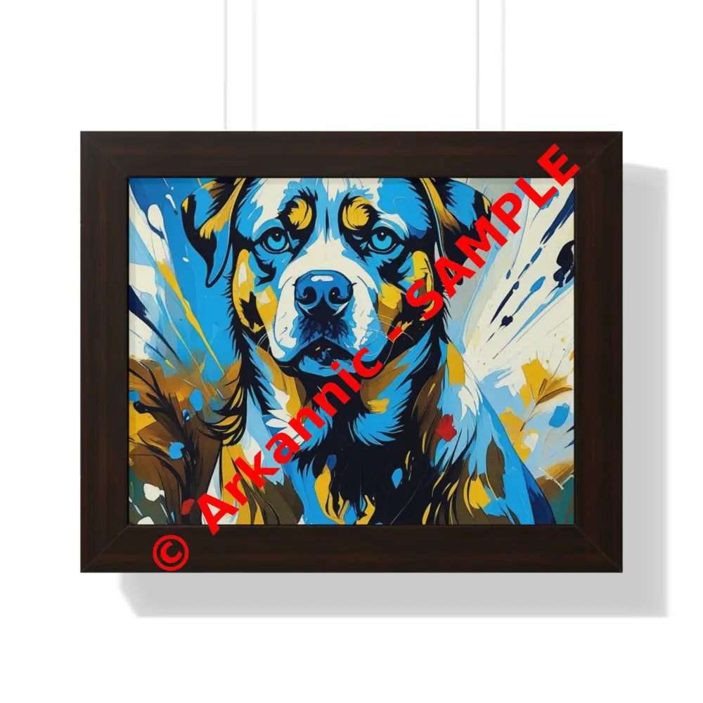 Dog Portrait Art Print Framed Horizontal Poster Pet Lover Gift Dog Decor Animal Wall Art Home Decoration 14″ x 11″