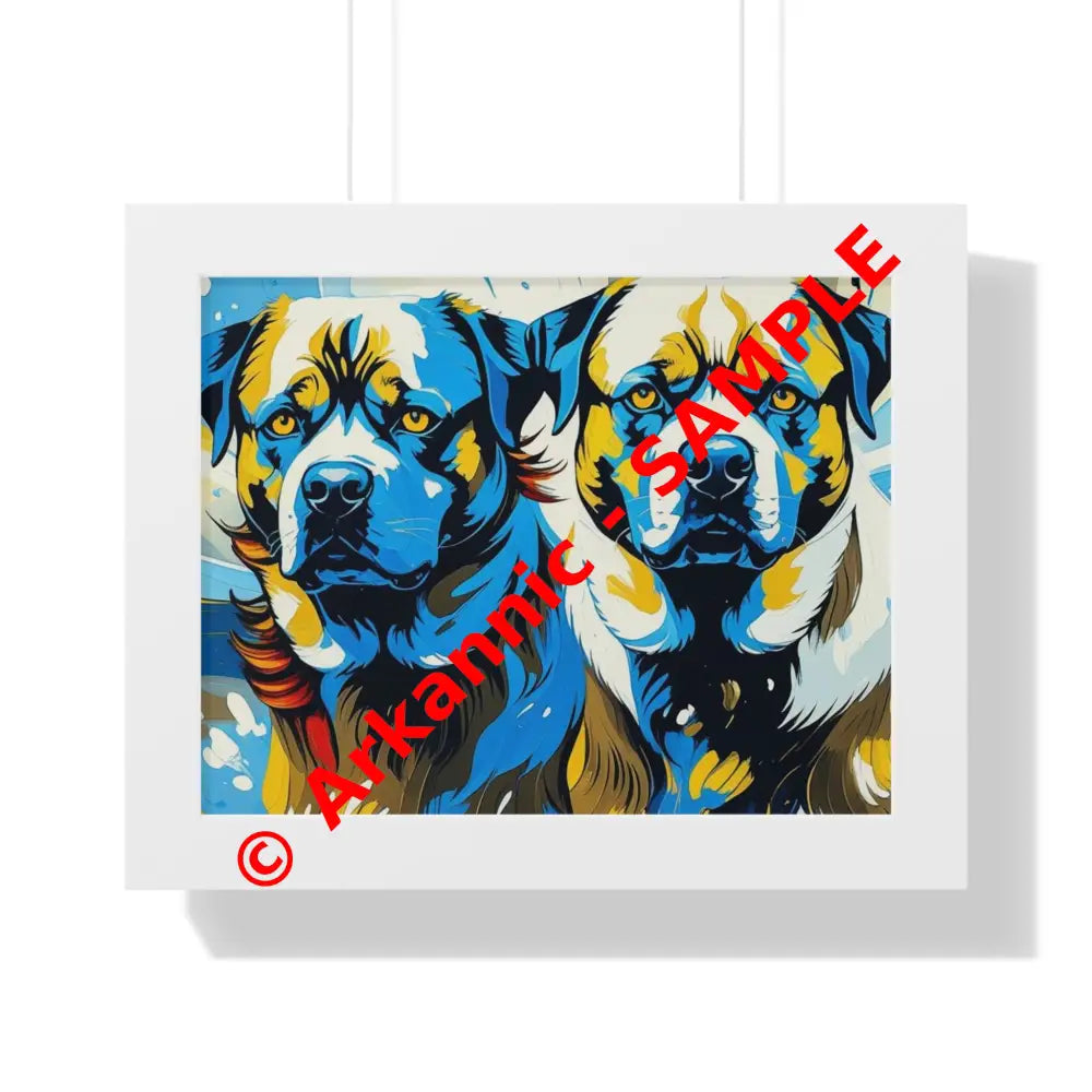 Dog Portrait Art Print Framed Horizontal Poster Pet Lover Gift Dog Decor Animal Wall Art Home Decoration 14″ x 11″