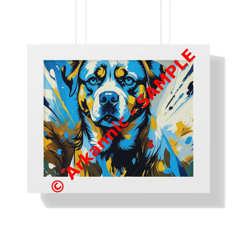 Dog Portrait Art Print Framed Horizontal Poster Pet Lover Gift Dog Decor Animal Wall Art Home Decoration 14″ x 11″