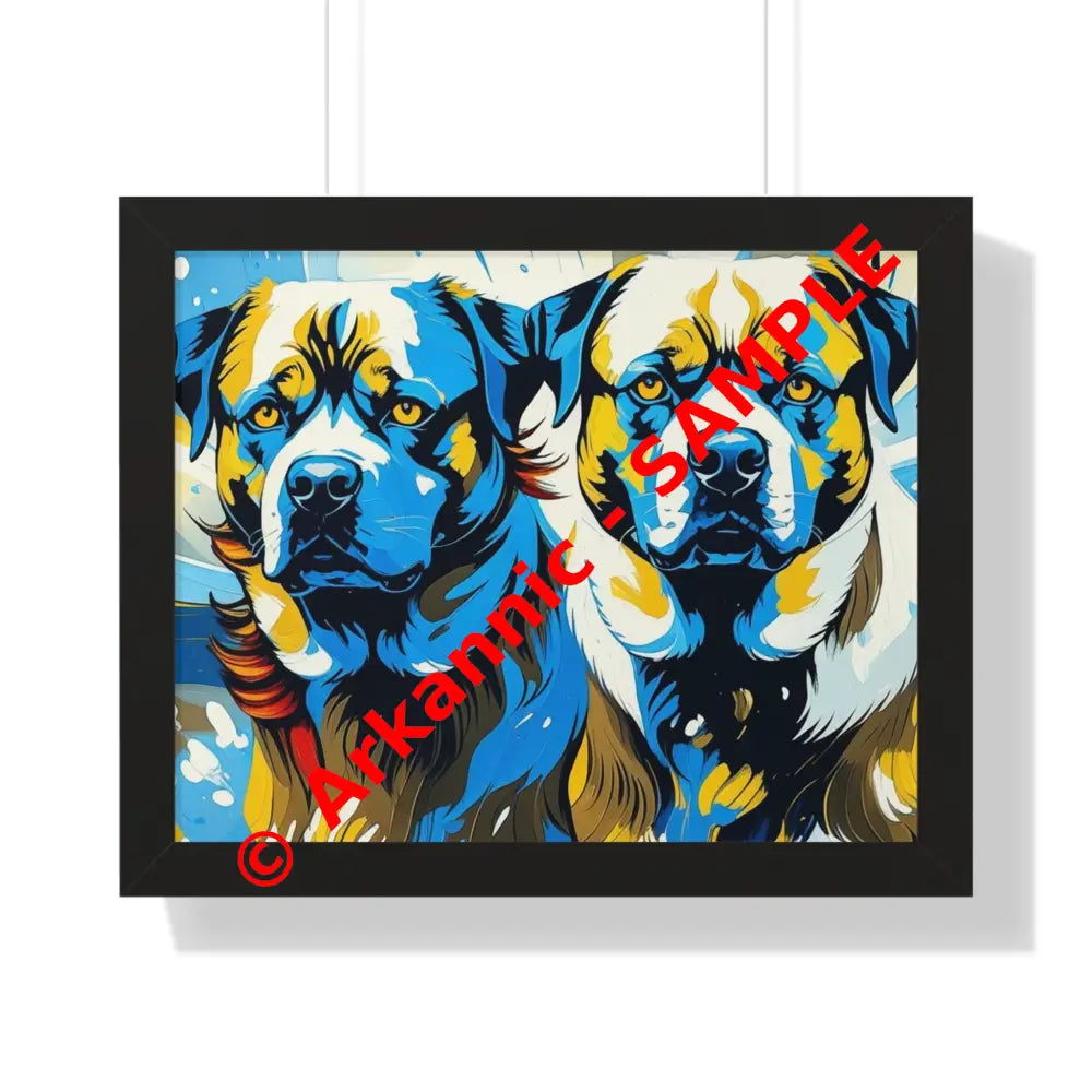 Dog Portrait Art Print Framed Horizontal Poster Pet Lover Gift Dog Decor Animal Wall Art Home Decoration 20’’ x 16’’