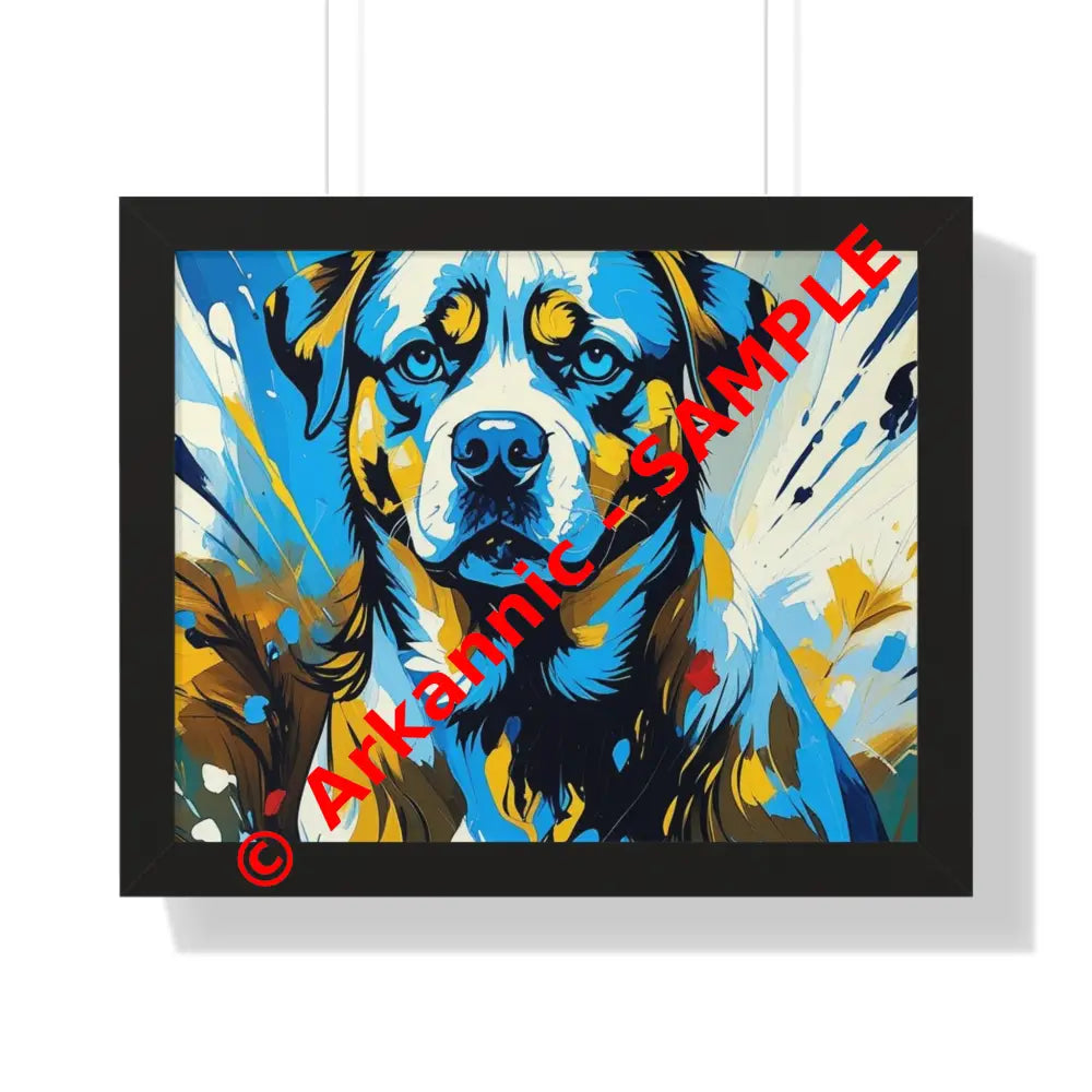 Dog Portrait Art Print Framed Horizontal Poster Pet Lover Gift Dog Decor Animal Wall Art Home Decoration 20’’ x 16’’