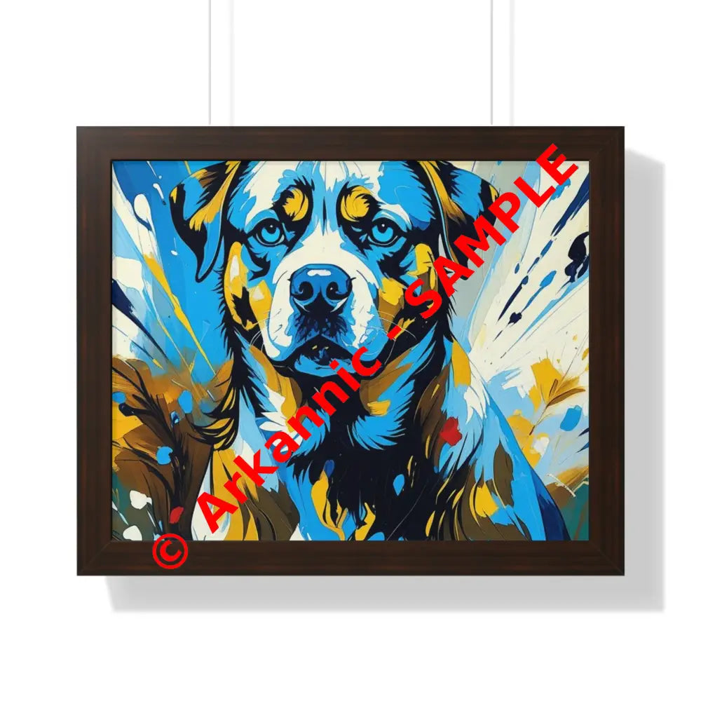 Dog Portrait Art Print Framed Horizontal Poster Pet Lover Gift Dog Decor Animal Wall Art Home Decoration 20’’ x 16’’