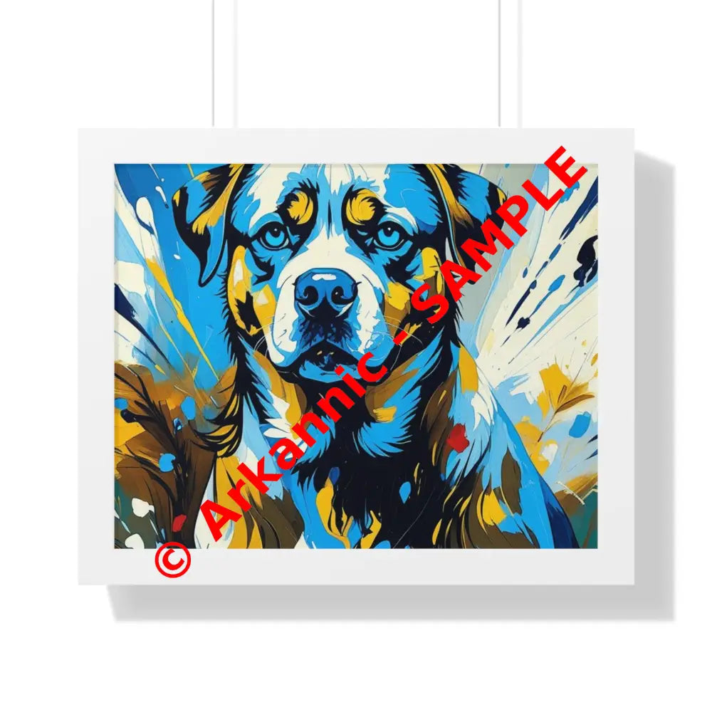 Dog Portrait Art Print Framed Horizontal Poster Pet Lover Gift Dog Decor Animal Wall Art Home Decoration 20’’ x 16’’