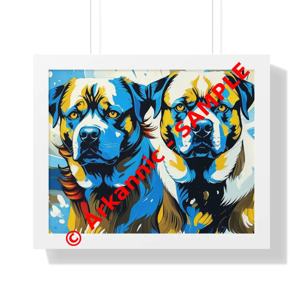 Dog Portrait Art Print Framed Horizontal Poster Pet Lover Gift Dog Decor Animal Wall Art Home Decoration 20’’ x 16’’