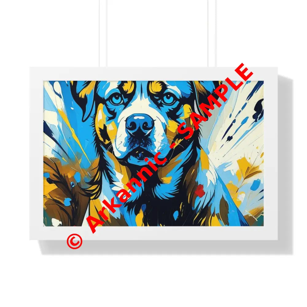 Dog Portrait Art Print Framed Horizontal Poster Pet Lover Gift Dog Decor Animal Wall Art Home Decoration 24″ x 16″