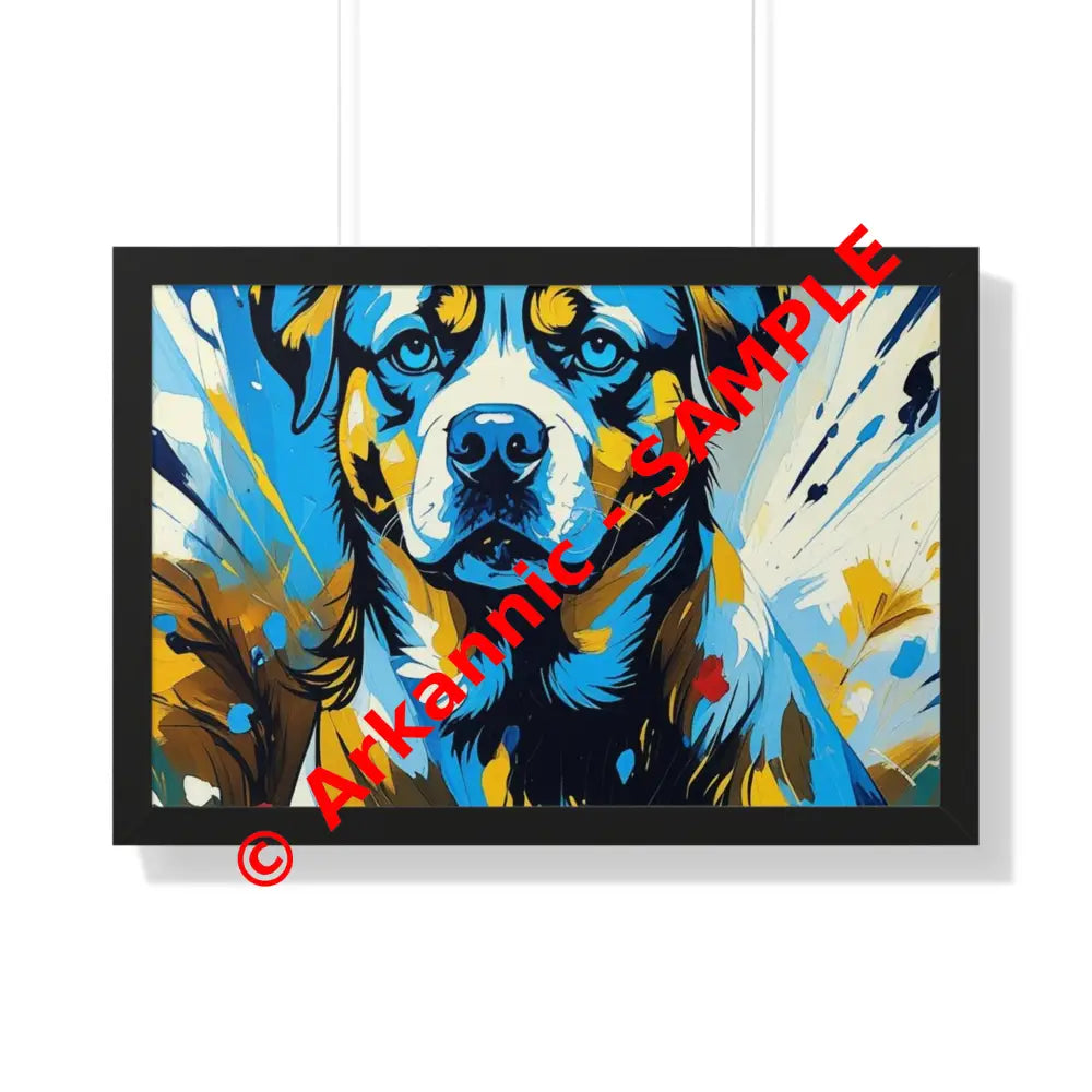 Dog Portrait Art Print Framed Horizontal Poster Pet Lover Gift Dog Decor Animal Wall Art Home Decoration 30’’ x 20’’