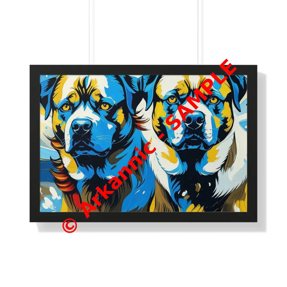 Dog Portrait Art Print Framed Horizontal Poster Pet Lover Gift Dog Decor Animal Wall Art Home Decoration 30’’ x 20’’