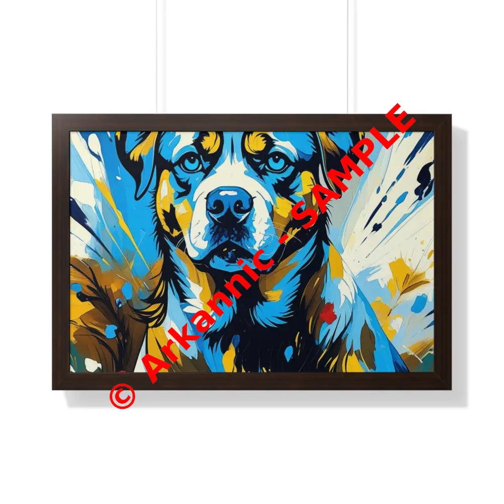 Dog Portrait Art Print Framed Horizontal Poster Pet Lover Gift Dog Decor Animal Wall Art Home Decoration 30’’ x 20’’