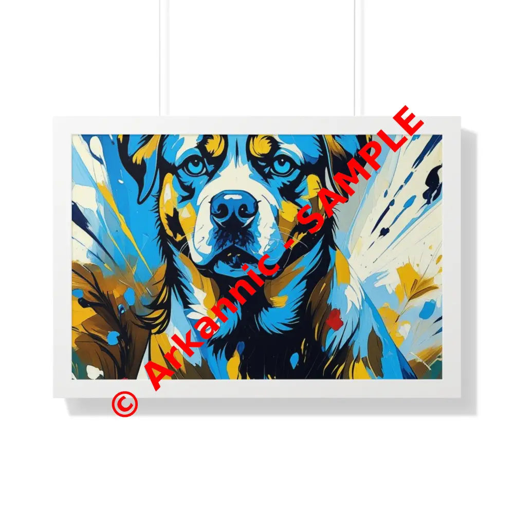 Dog Portrait Art Print Framed Horizontal Poster Pet Lover Gift Dog Decor Animal Wall Art Home Decoration 30’’ x 20’’