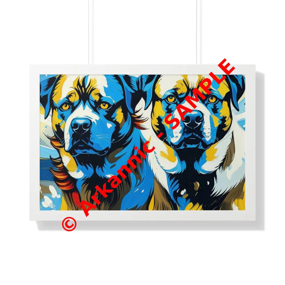 Dog Portrait Art Print Framed Horizontal Poster Pet Lover Gift Dog Decor Animal Wall Art Home Decoration 30’’ x 20’’