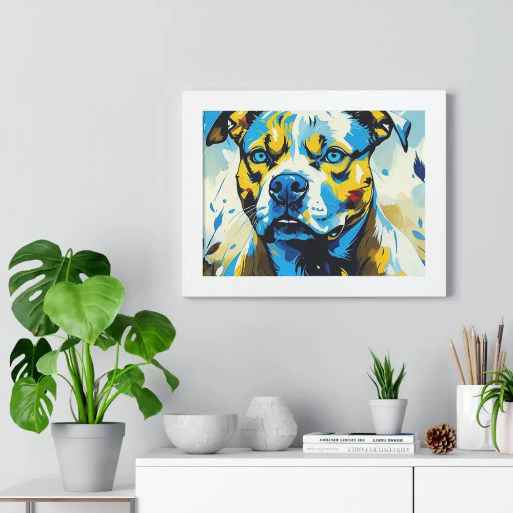 Dog Portrait Art Print Framed Horizontal Poster Pet Lover Gift Dog Decor Animal Wall Art Home Decoration Pitt Bull