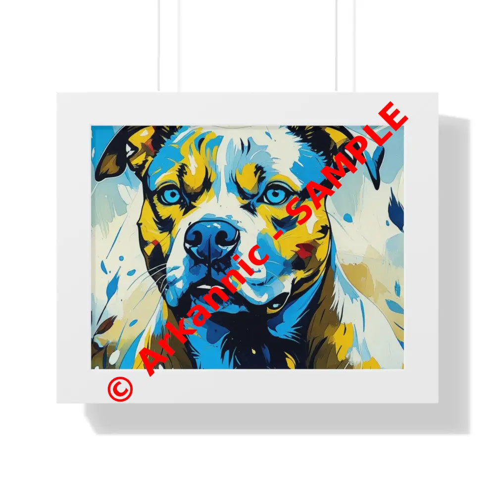 Dog Portrait Art Print Framed Horizontal Poster Pet Lover Gift Dog Decor Animal Wall Art Home Decoration Pitt Bull