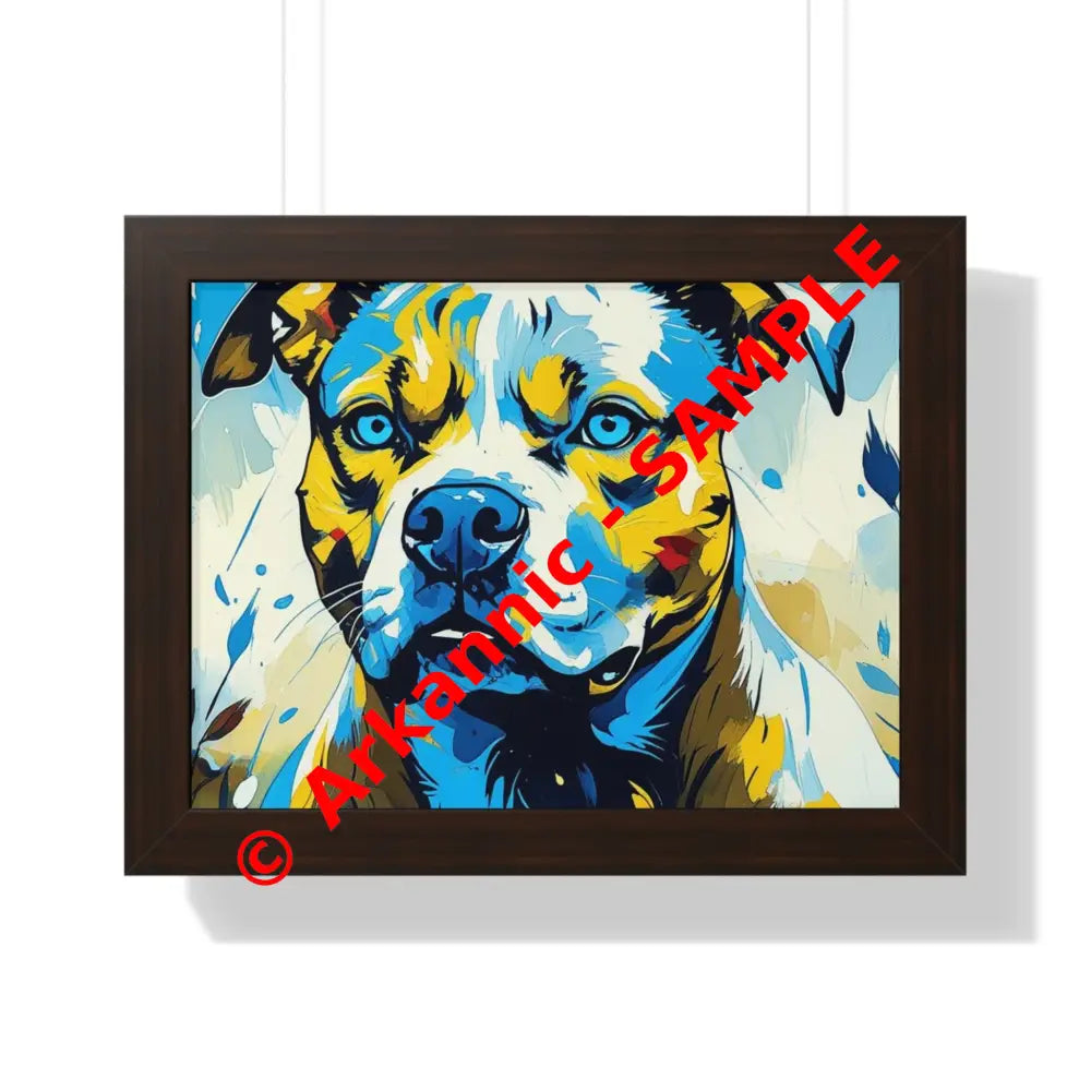 Dog Portrait Art Print Framed Horizontal Poster Pet Lover Gift Dog Decor Animal Wall Art Home Decoration Pitt Bull