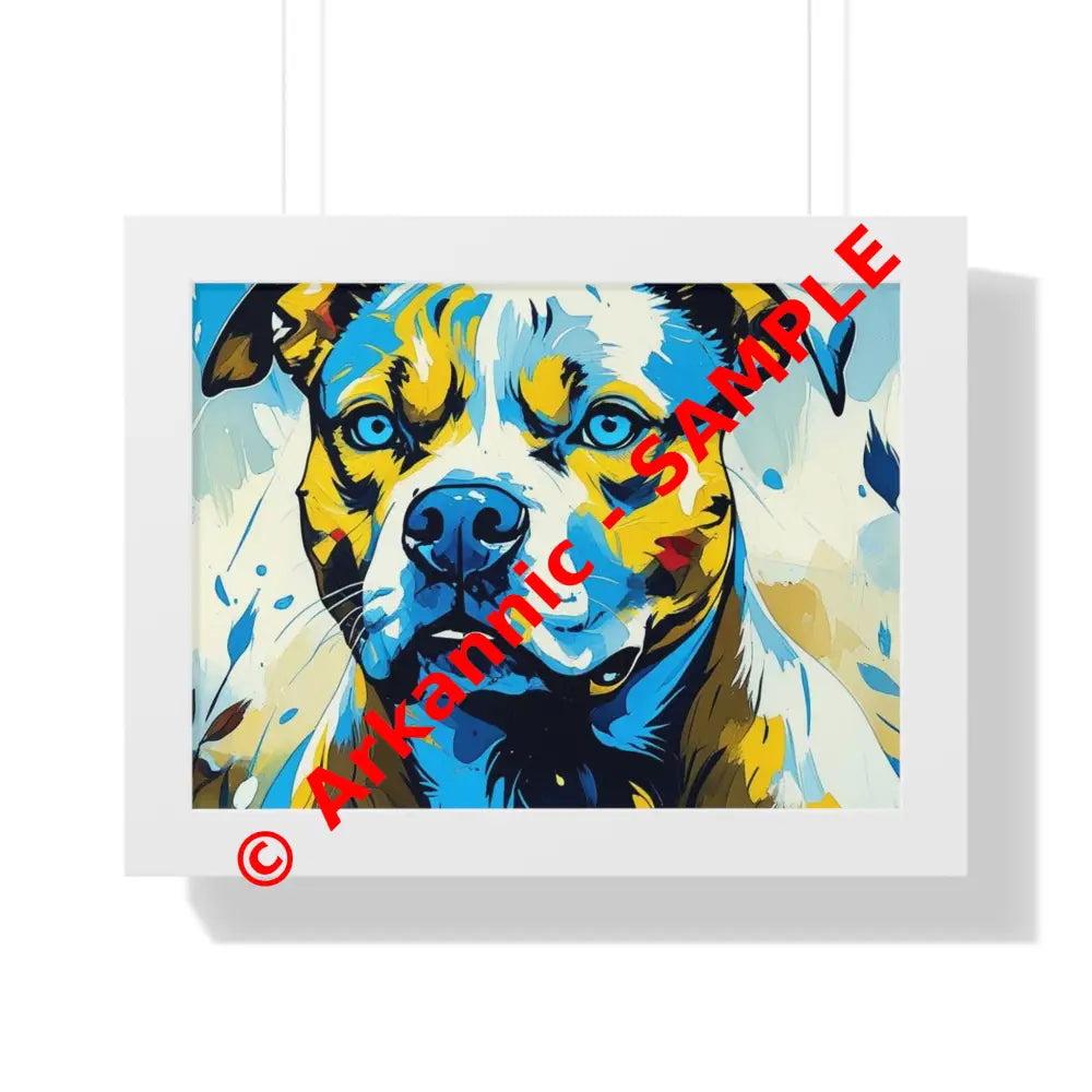 Dog Portrait Art Print Framed Horizontal Poster Pet Lover Gift Dog Decor Animal Wall Art Home Decoration Pitt Bull