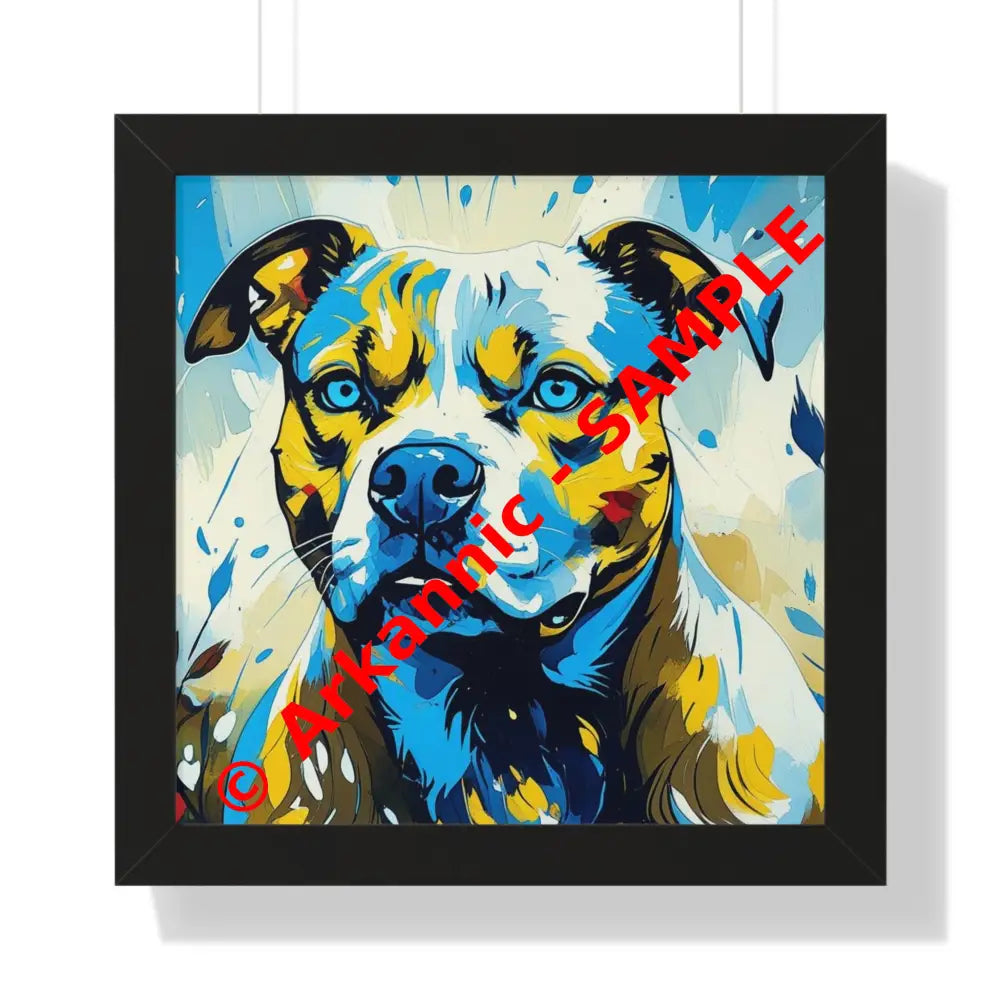 Dog Portrait Art Print Framed Horizontal Poster Pet Lover Gift Dog Decor Animal Wall Art Home Decoration Pitt Bull