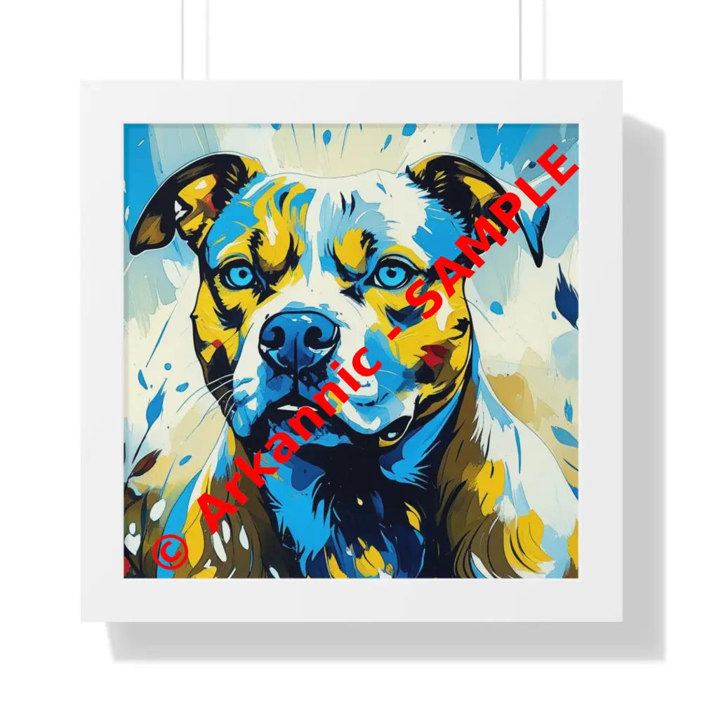 Dog Portrait Art Print Framed Horizontal Poster Pet Lover Gift Dog Decor Animal Wall Art Home Decoration Pitt Bull