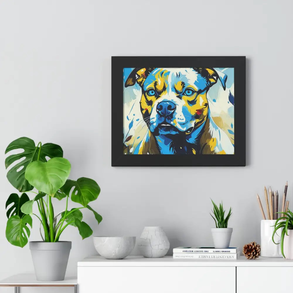 Dog Portrait Art Print Framed Horizontal Poster Pet Lover Gift Dog Decor Animal Wall Art Home Decoration Pitt Bull