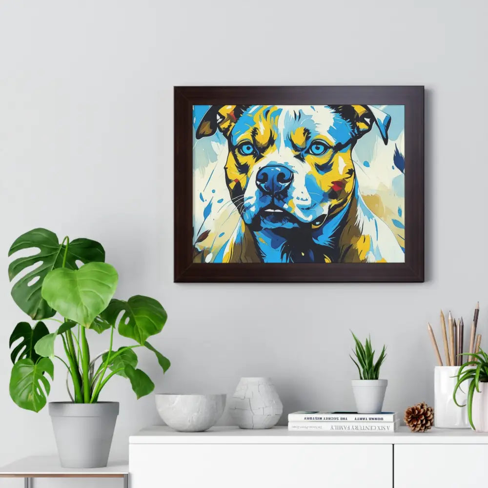 Dog Portrait Art Print Framed Horizontal Poster Pet Lover Gift Dog Decor Animal Wall Art Home Decoration Pitt Bull