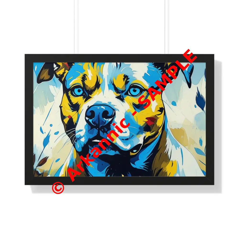 Dog Portrait Art Print Framed Horizontal Poster Pet Lover Gift Dog Decor Animal Wall Art Home Decoration Pitt Bull