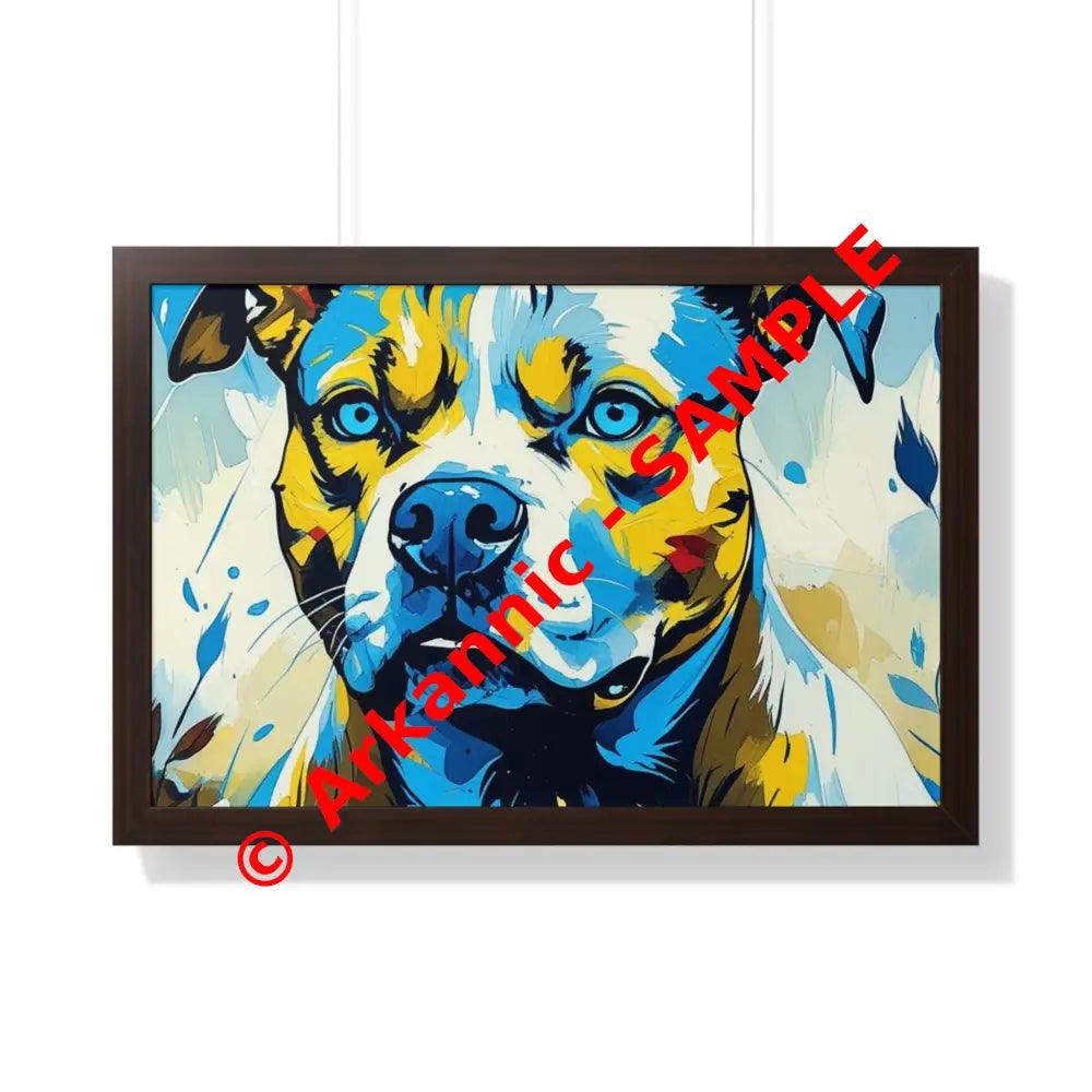 Dog Portrait Art Print Framed Horizontal Poster Pet Lover Gift Dog Decor Animal Wall Art Home Decoration Pitt Bull