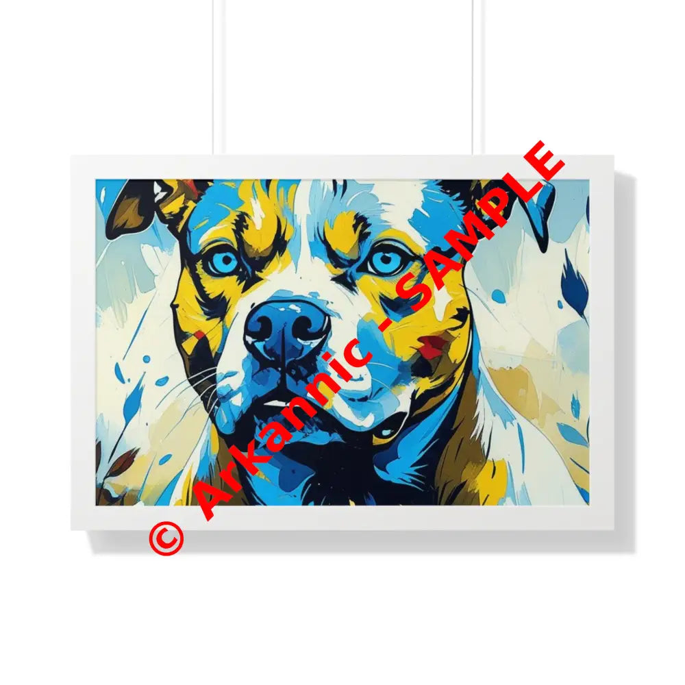 Dog Portrait Art Print Framed Horizontal Poster Pet Lover Gift Dog Decor Animal Wall Art Home Decoration Pitt Bull