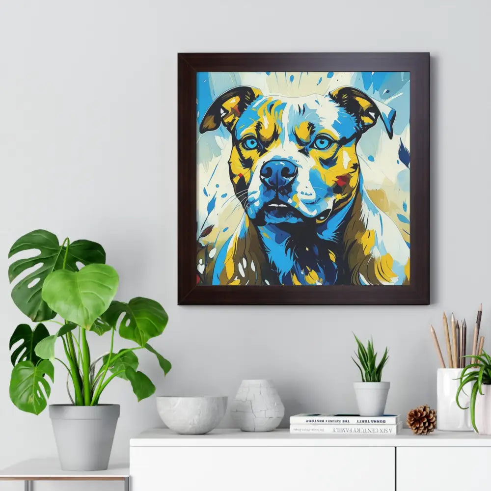 Dog Portrait Art Print Framed Horizontal Poster Pet Lover Gift Dog Decor Animal Wall Art Home Decoration Pitt Bull