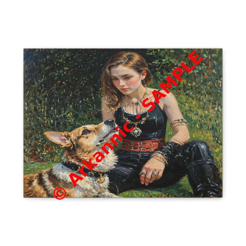 Elegance in the Garden: Companion’s Gaze Timeless RealismCanvas 16″ x 12″ (Horizontal) / 1.25’’ Canvas