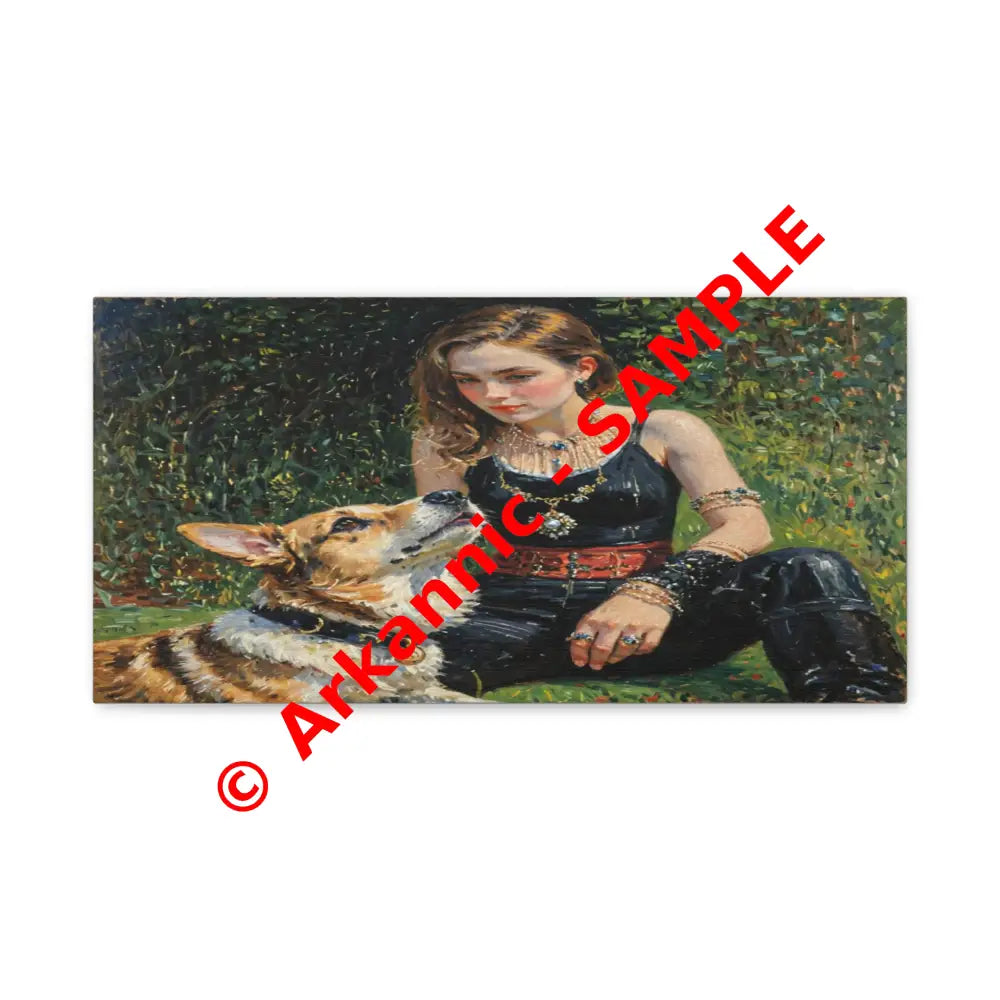 Elegance in the Garden: Companion’s Gaze Timeless RealismCanvas 20’’ x 10’’ (Horizontal) / 1.25’’ Canvas