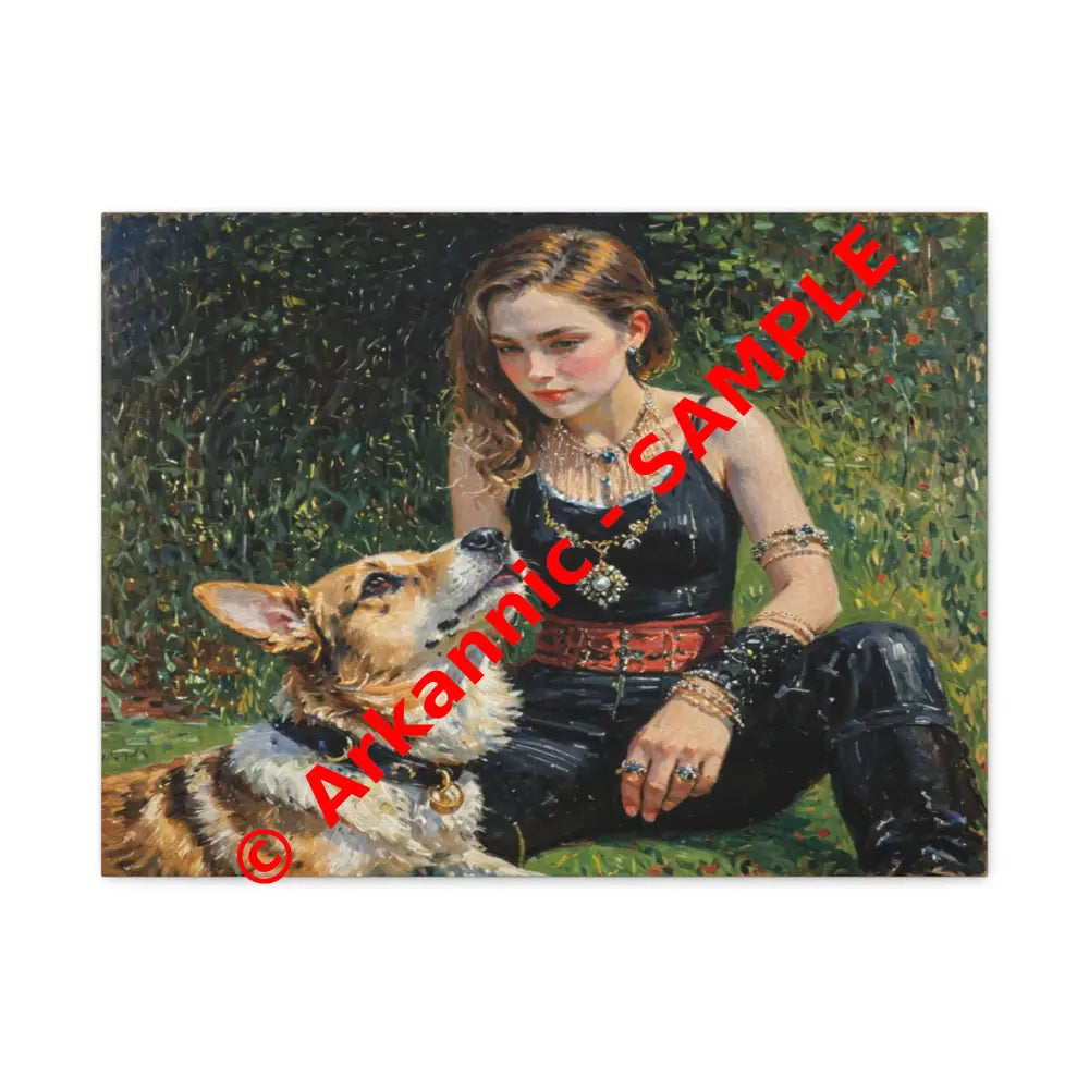 Elegance in the Garden: Companion’s Gaze Timeless RealismCanvas 24″ x 18″ (Horizontal) / 1.25’’ Canvas